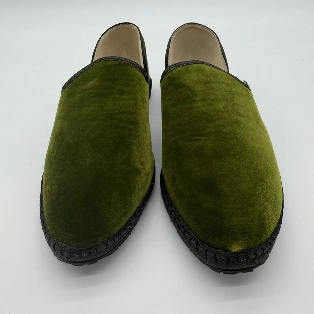 THE ROW Kid's Friulane Velvet Forrest Green Casual Slippers EU 34